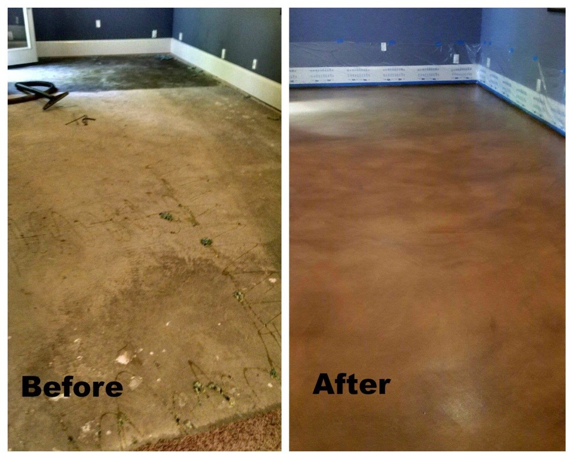 Before and After Stained Concrete Flooring Before and After Stained Concrete Flooring