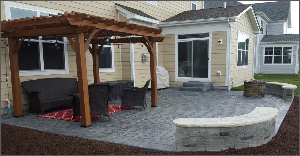 Custom Concrete Patio and Firepit  Custom Concrete Patio and Firepit