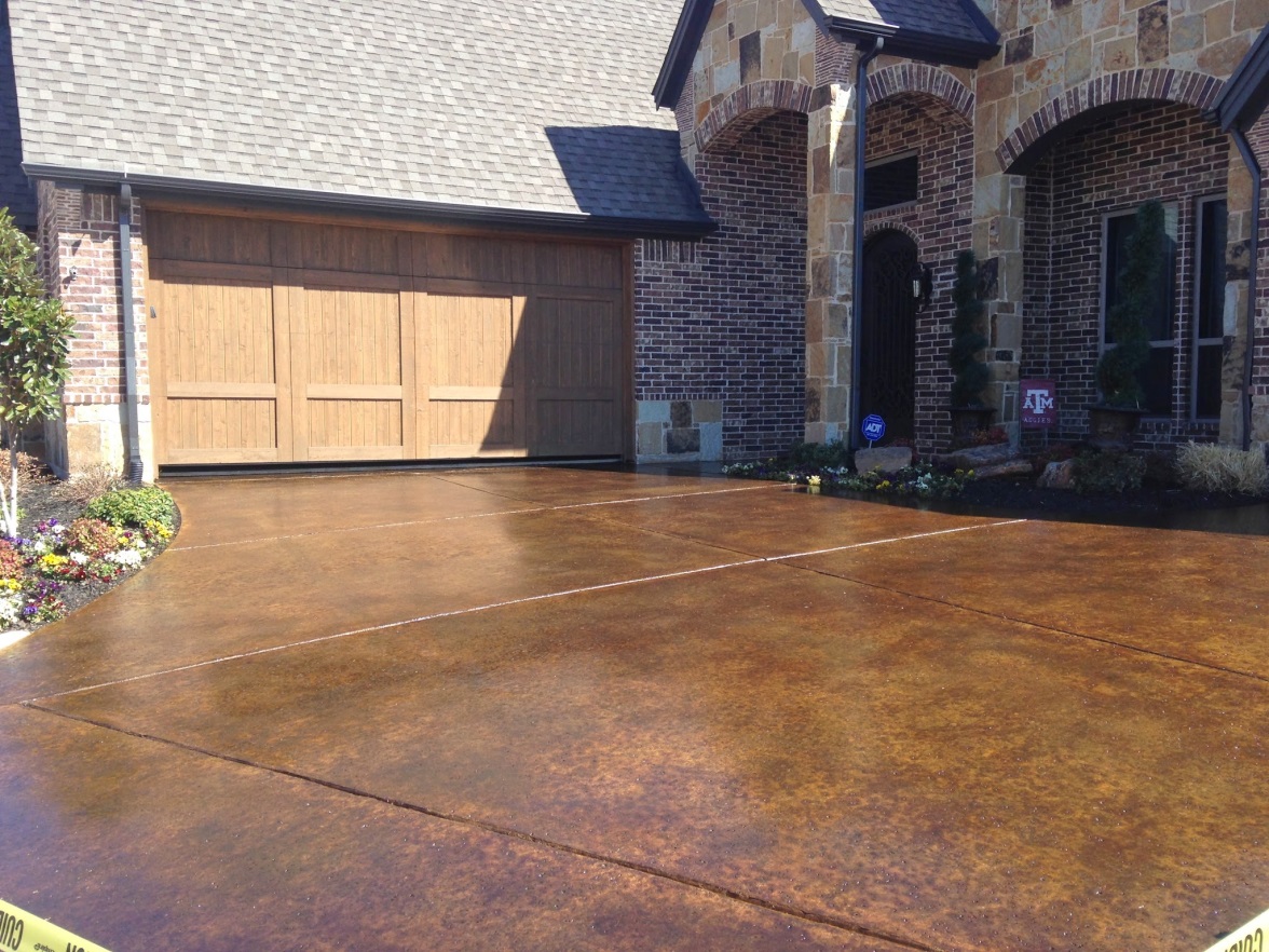 Driveway with stained concrete 
