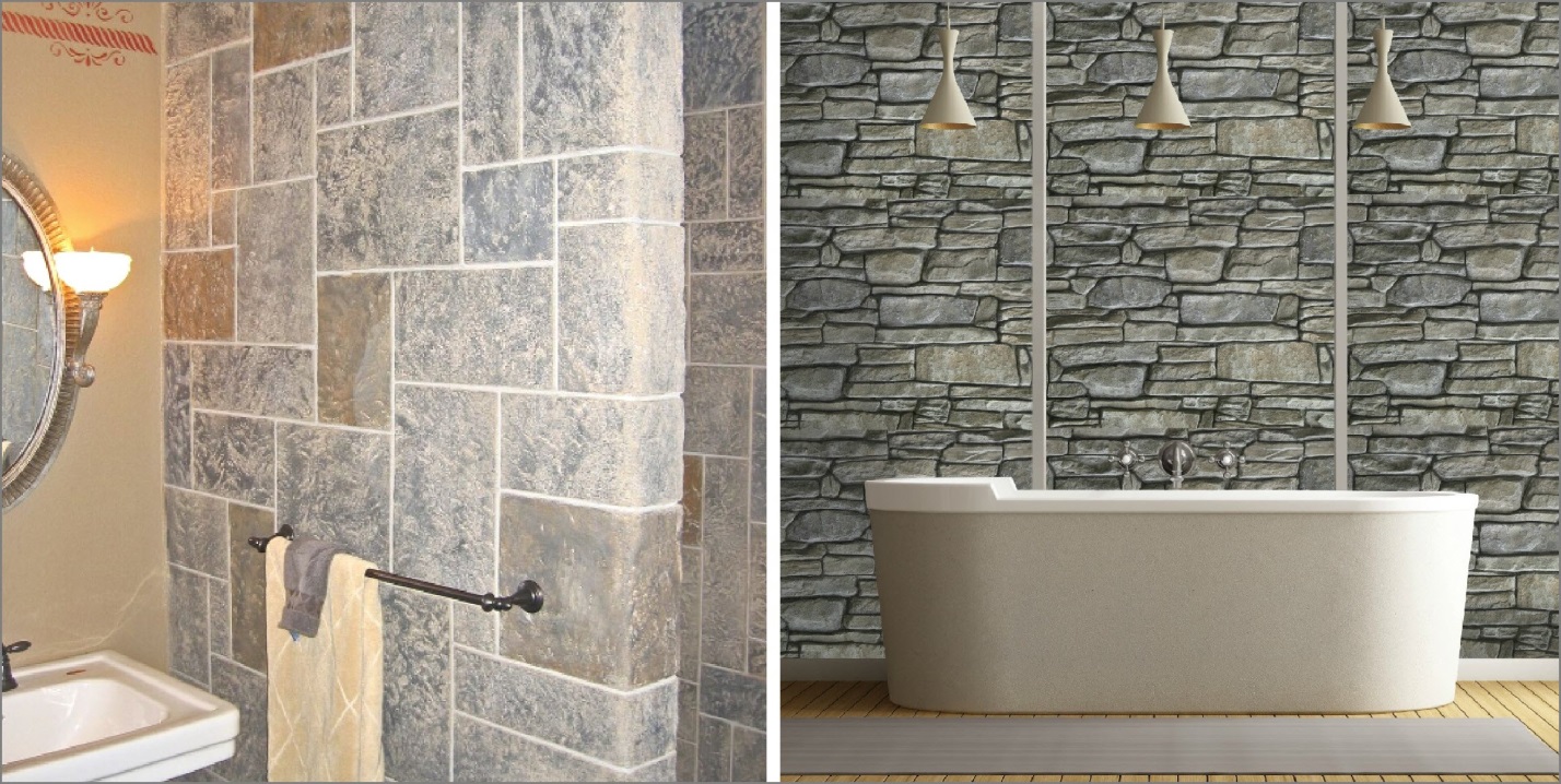 Bathroom Stone Wall