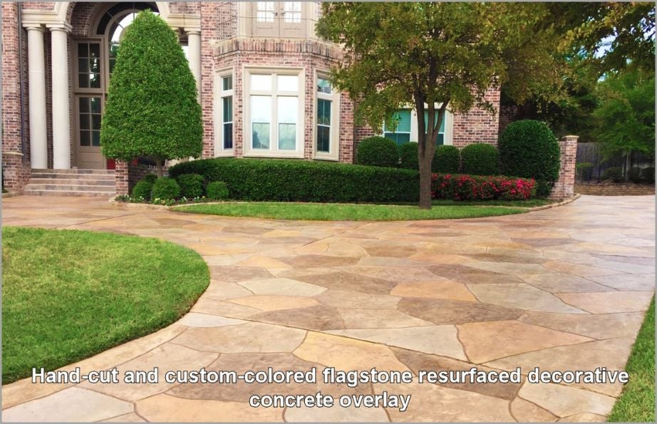 hand-cut-custom-colored-flagstone-resurfaced-concrete-driveway hand-cut-custom-colored-flagstone-resurfaced-concrete-driveway