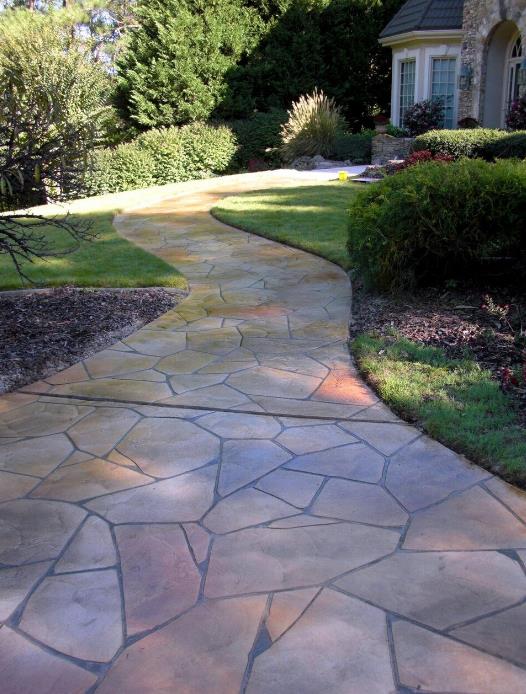 Multicolored Stamped Custom Concrete Walkway