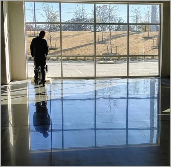 Polished concrete finish will not chip, wear, or deteriorate