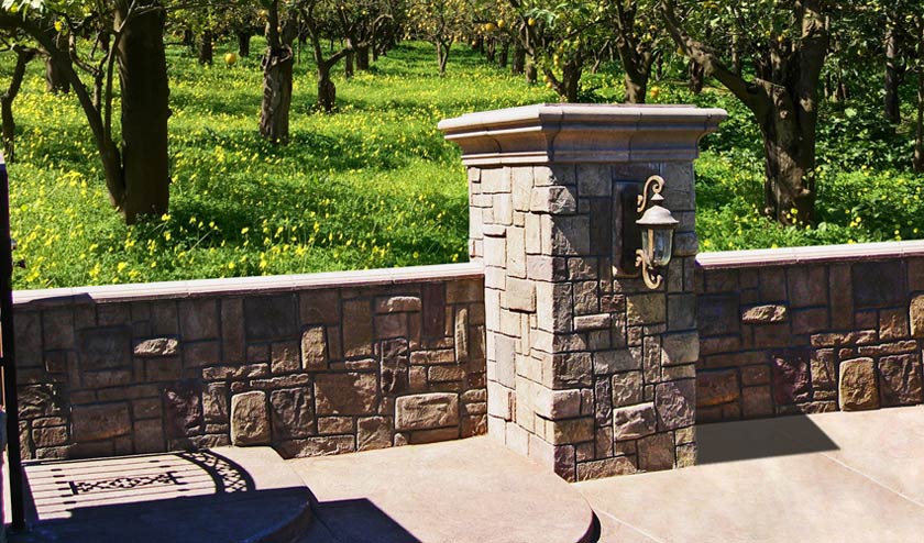 Retaining Wall with Faux Stone Siding Retaining Wall with Faux Stone Siding