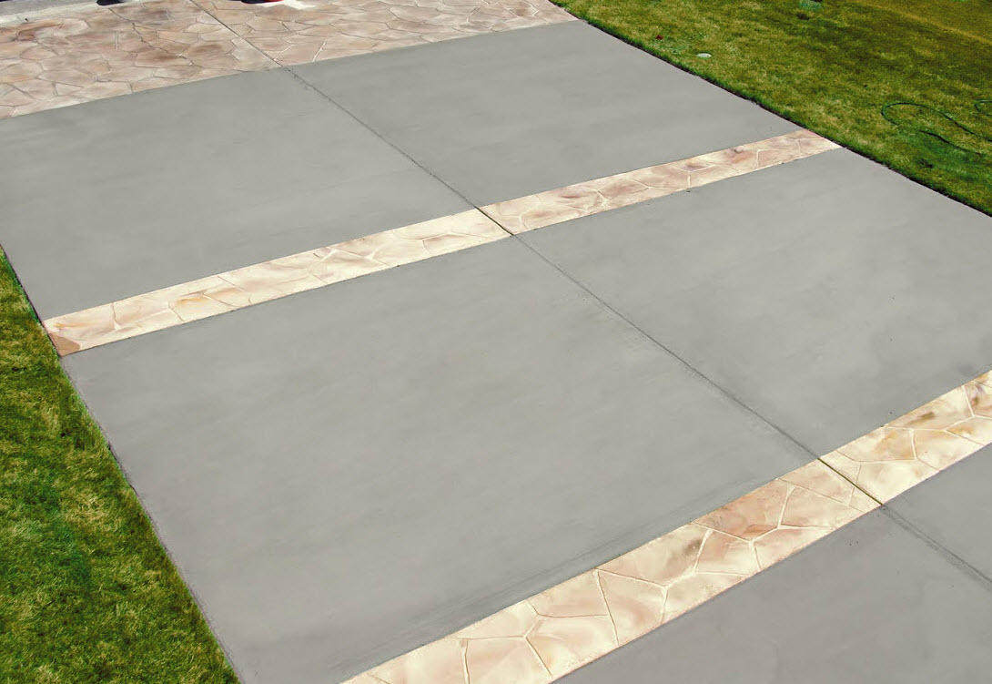 Hand Cut Flagstone with Brushed Concrete