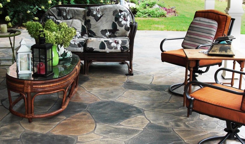 Custom-Crafted Patio in Multi-Colored Flagstone