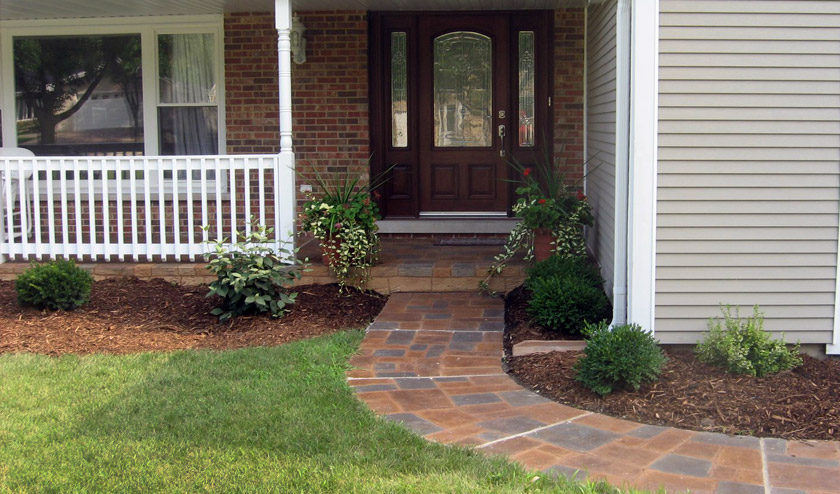Hand-Cut and Custom Multi-Colored Walkway and Porch