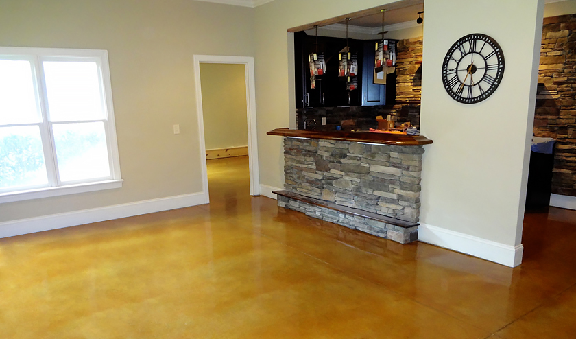 Family Room Stained Concrete Flooring