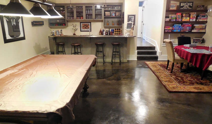 Stained Concrete Basement floor