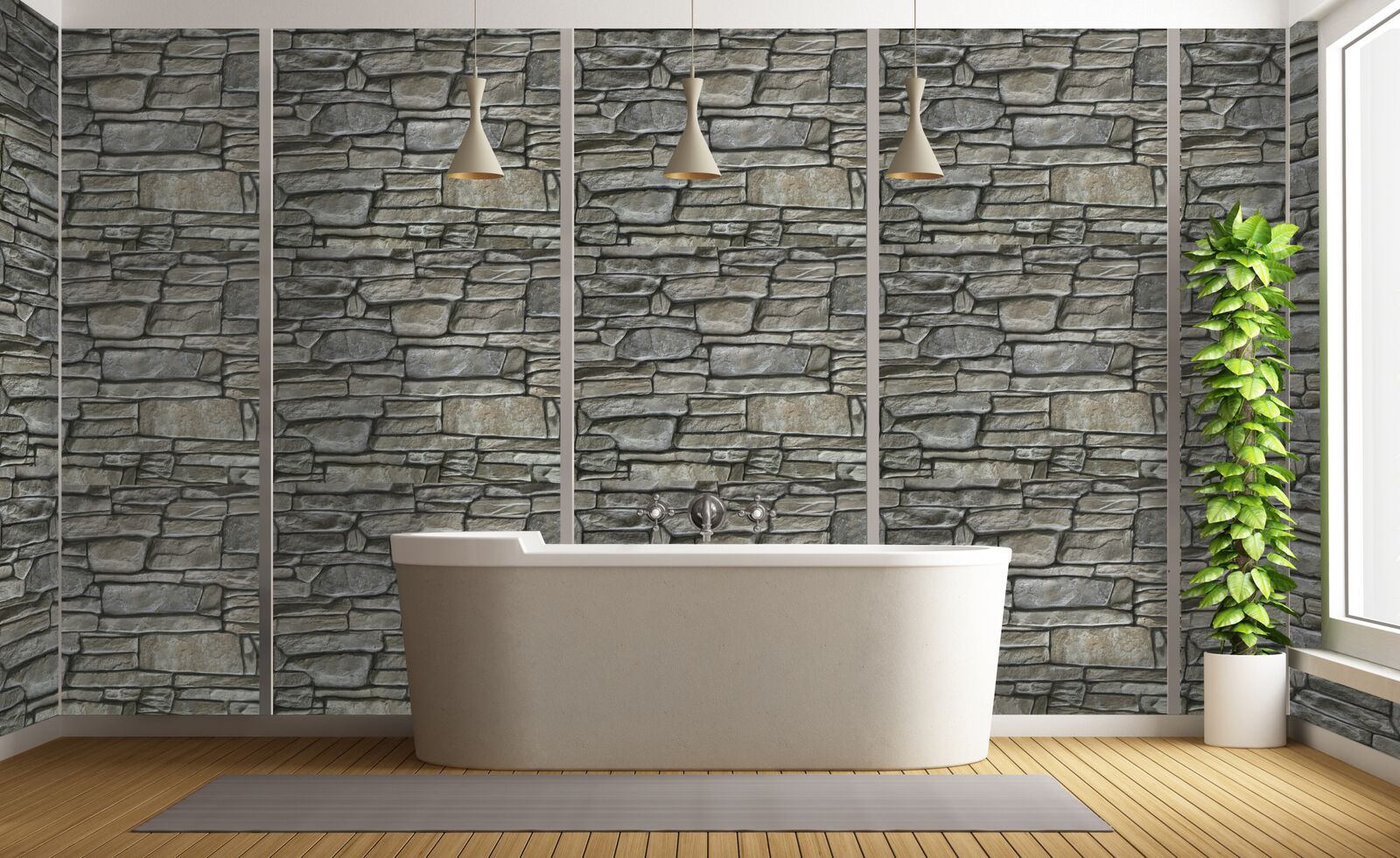 Vertical Faux Stone Concrete Walls