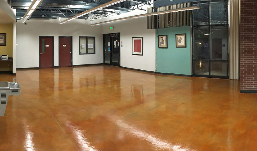 Stained resurfaced interior commercial rec room