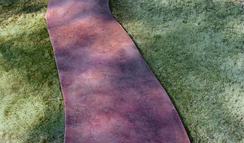 Stained walkway in red