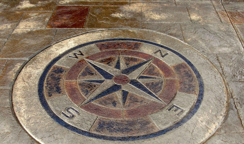 Stamped-Patio-Medallion-Compass-Brown-Black