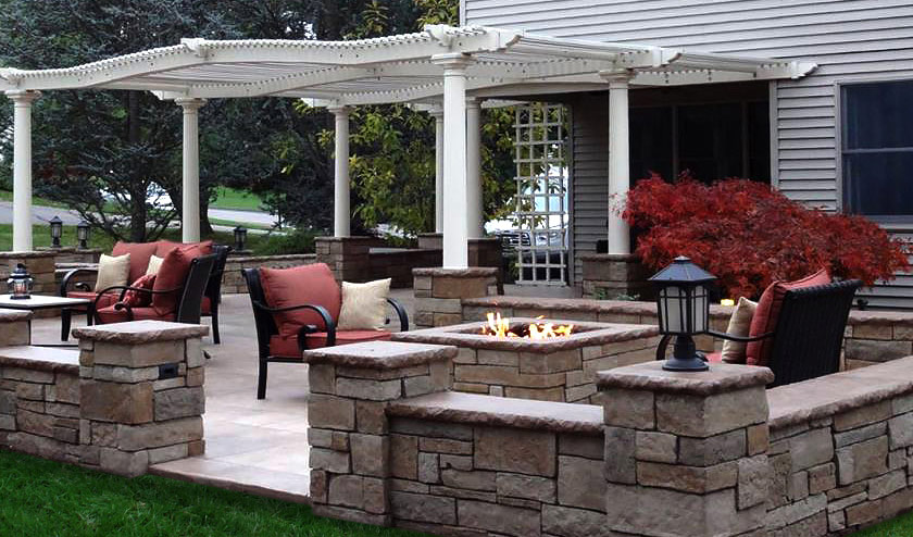 Concrete fire pit online seating